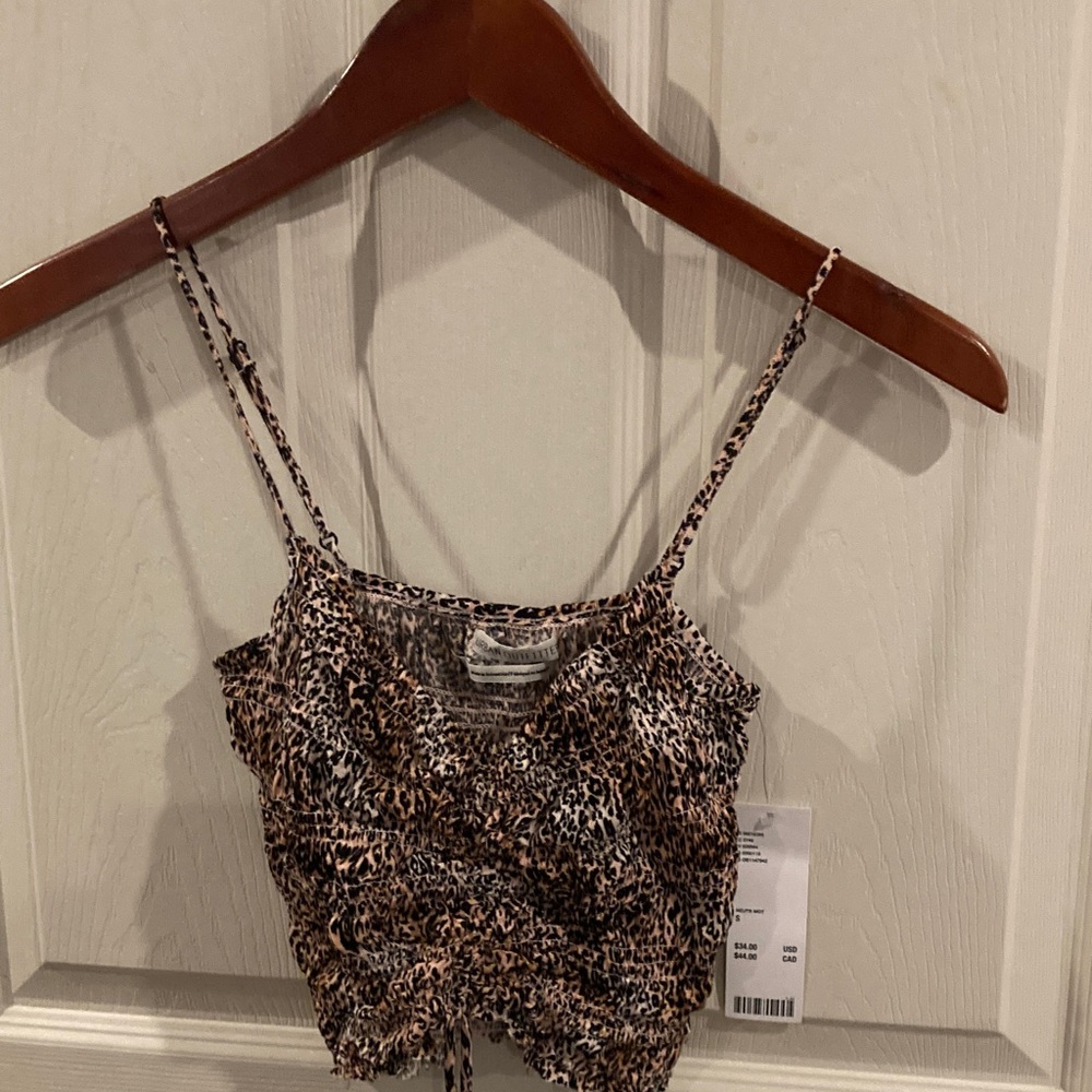 Urban Outfitters Smocked Crop Top with Ruching Drawstring